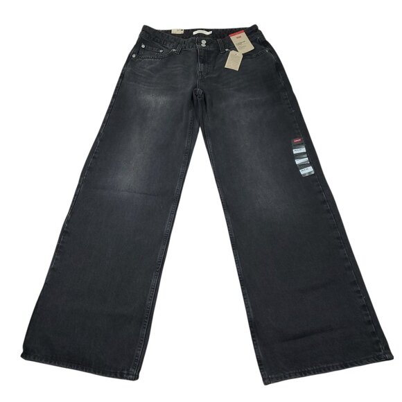 Levi's Superlow Loose Straight Leg Jeans Black Low Rise Y2K 90s Size 29 x 32 - Picture 1 of 8
